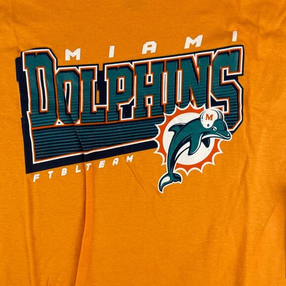 NFL Team Apparel Men Medium Orange Miami Dolphins 100% Cotton Short Sleeve Shirt - Picture 2 of 9
